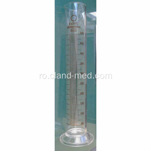Cilindru de măsurare cu orificiu și gradare cu bază rotundă din sticlă